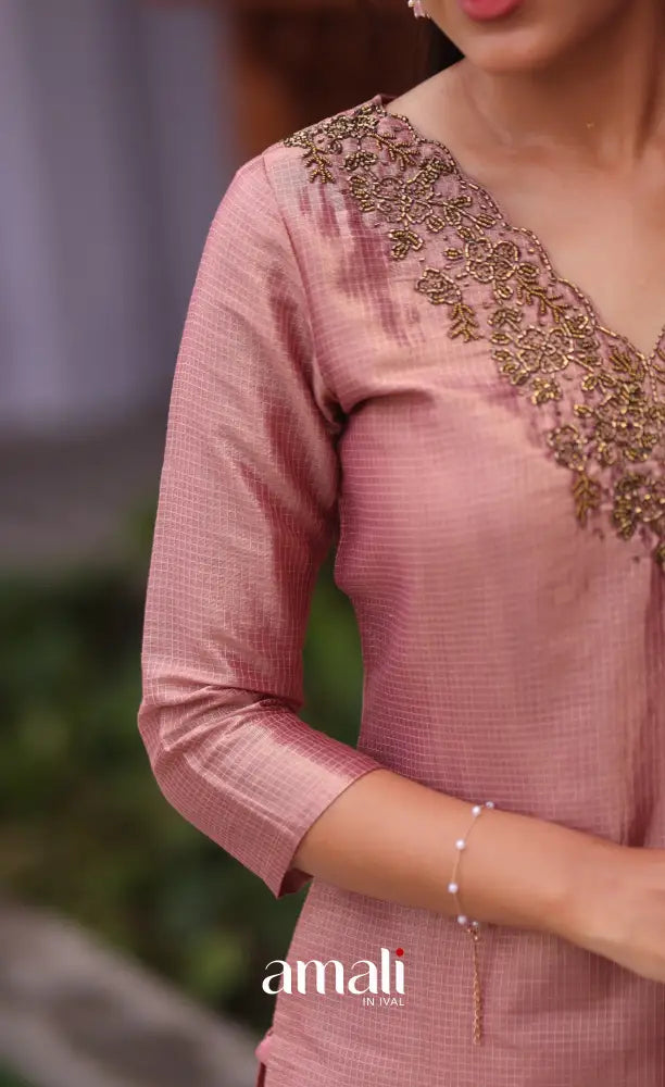 Pink Tissue Blend Salwar Set - salwar