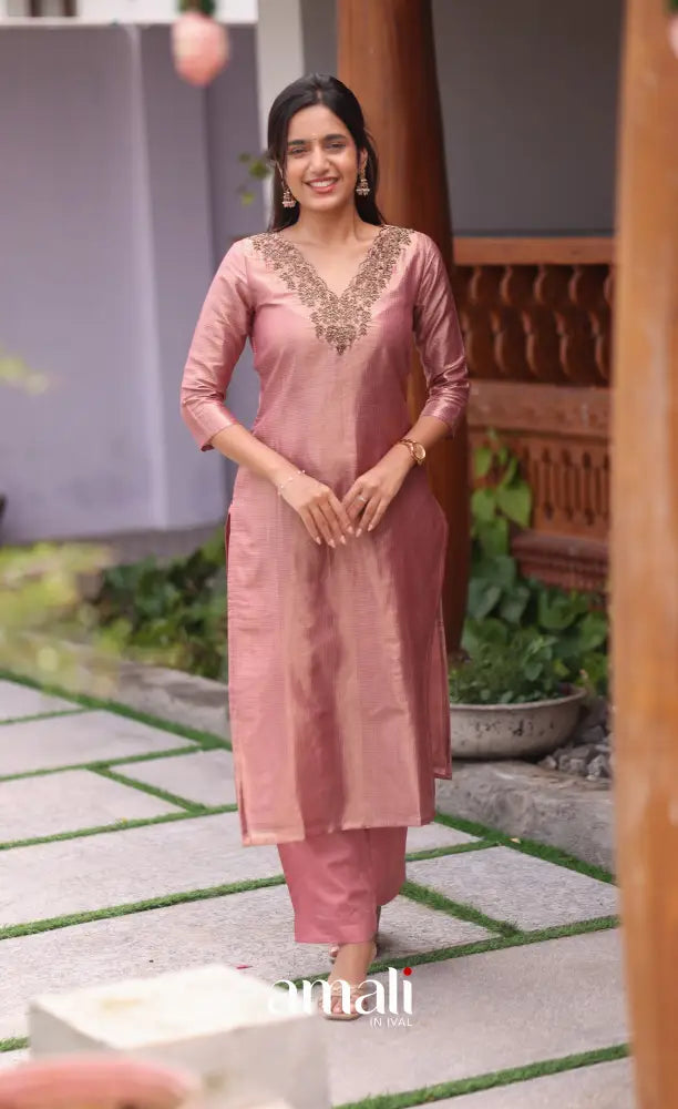 Pink Tissue Blend Salwar Set - salwar