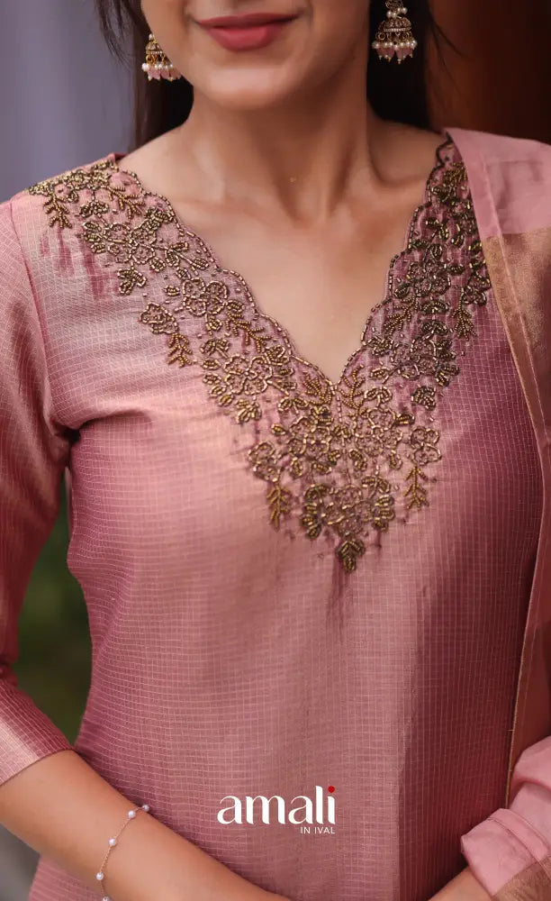 Pink Tissue Blend Salwar Set - salwar