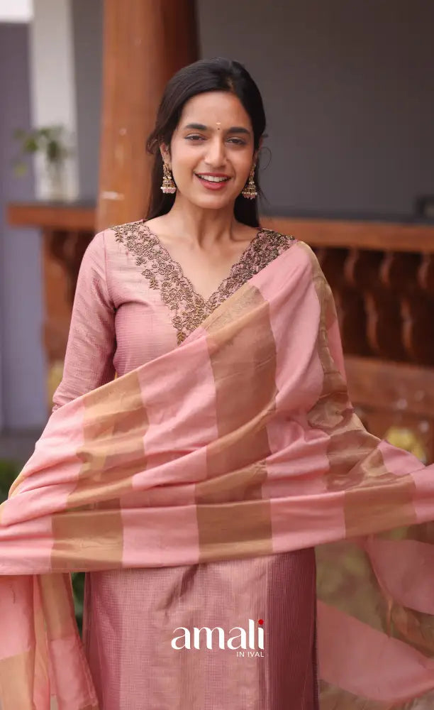 Pink Tissue Blend Salwar Set - salwar