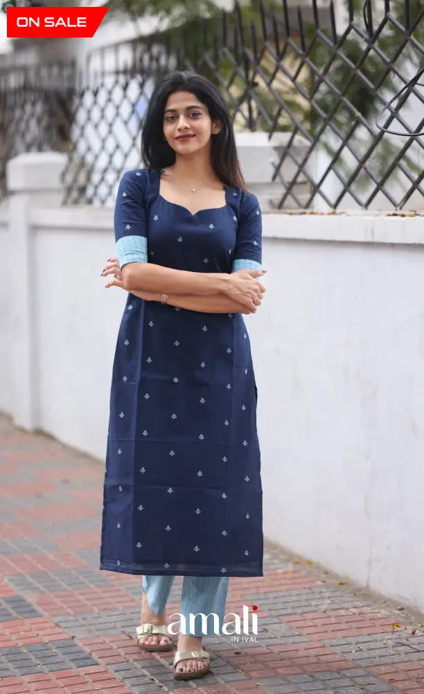Priyo co-ord set- Navy Blue and Sky Blue salwar