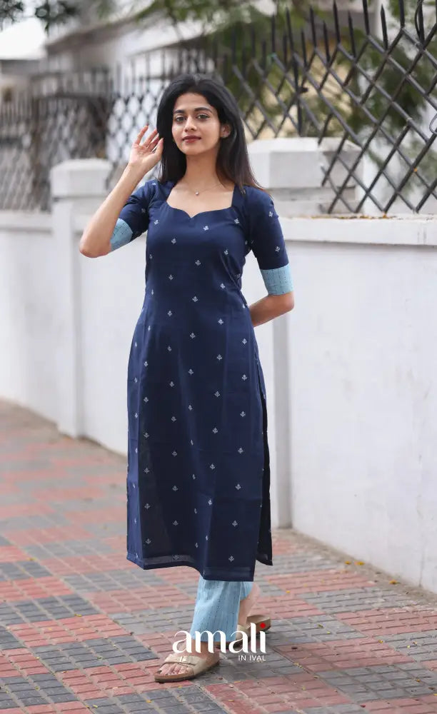 Priyo co-ord set- Navy Blue and Sky Blue salwar