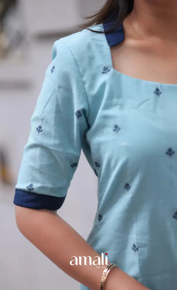 Priyo co-ord set- Pastel Blue and navy Blue salwar