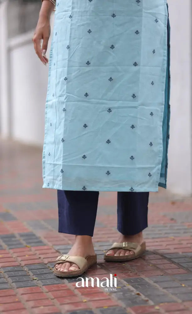 Priyo co-ord set- Pastel Blue and navy Blue salwar