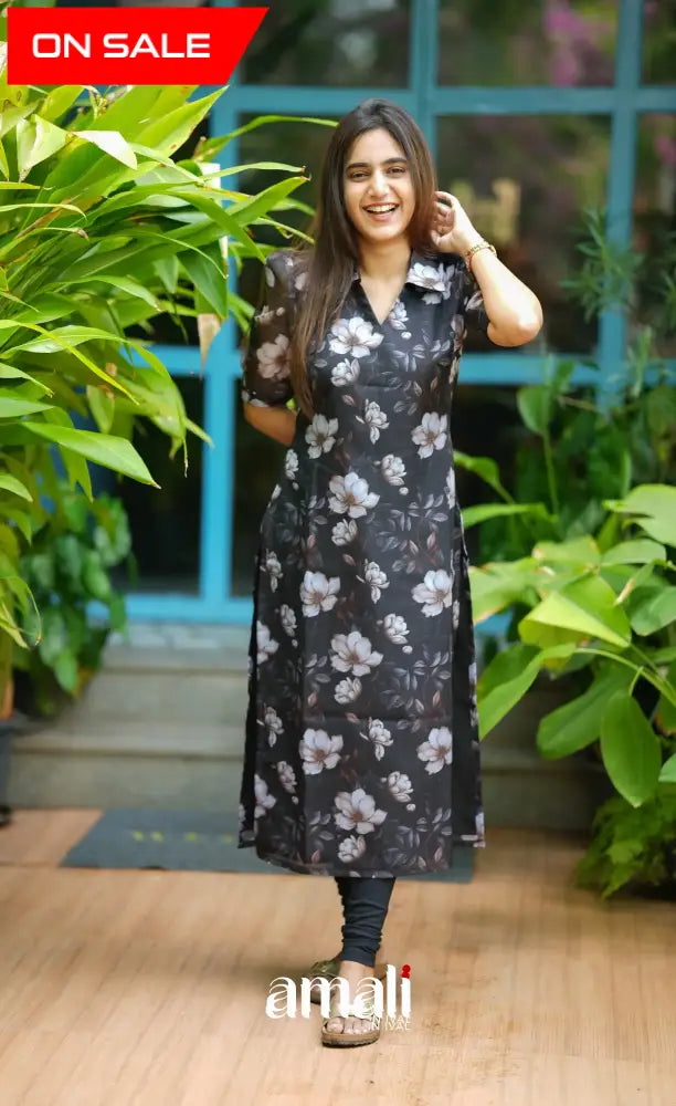 Priyo Organza Kurti - Black Co-ord sets