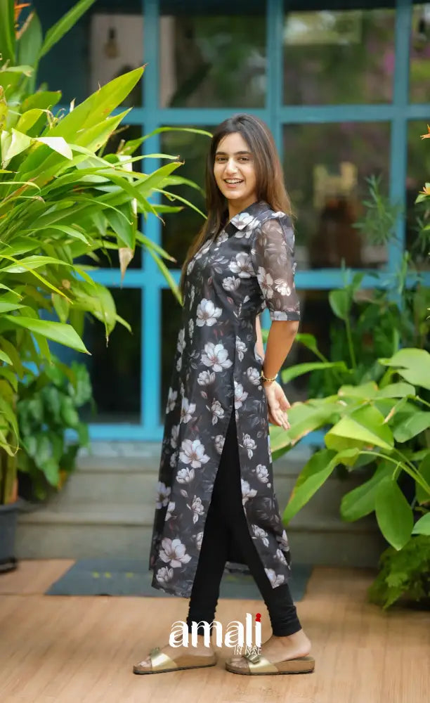 Priyo Organza Kurti - Black Co-ord sets