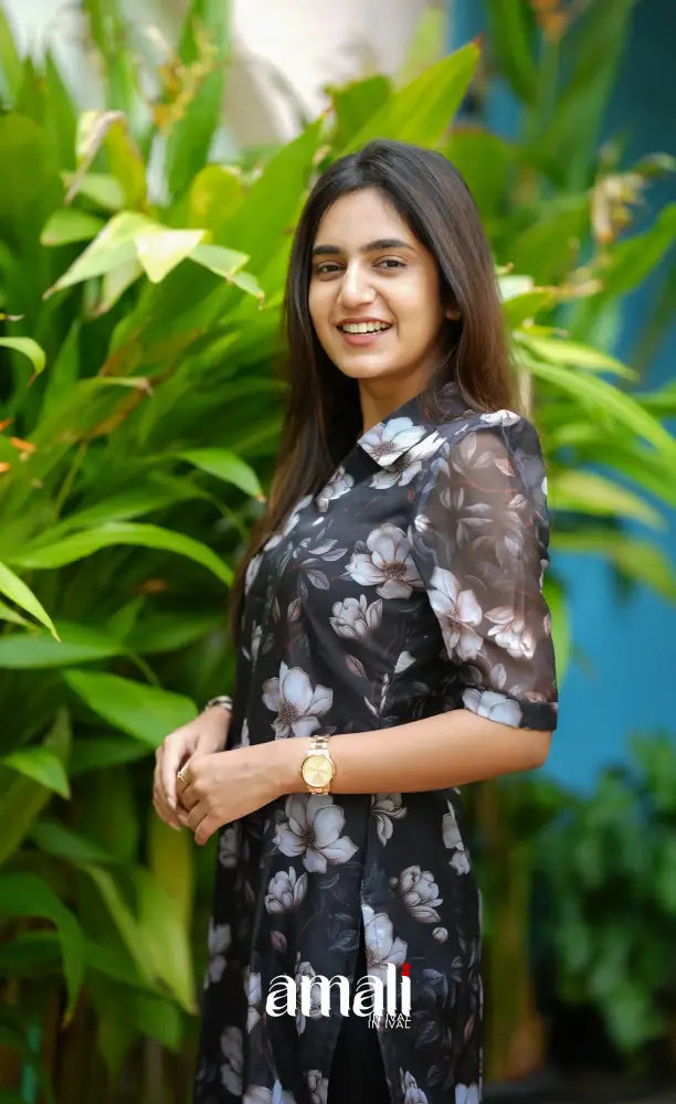 Priyo Organza Kurti - Black Co-ord sets