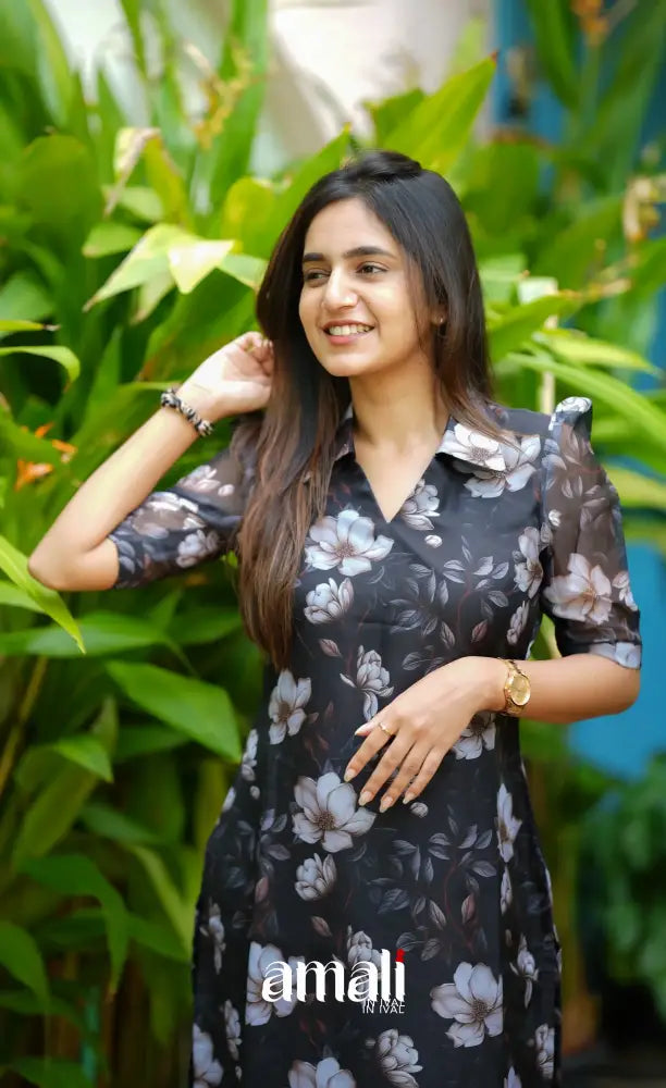 Priyo Organza Kurti - Black Co-ord sets