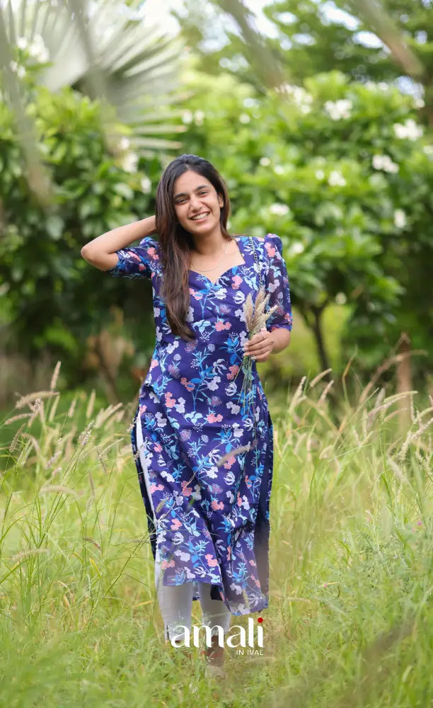 Priyo Organza Kurti - Dark Blue Co-ord sets