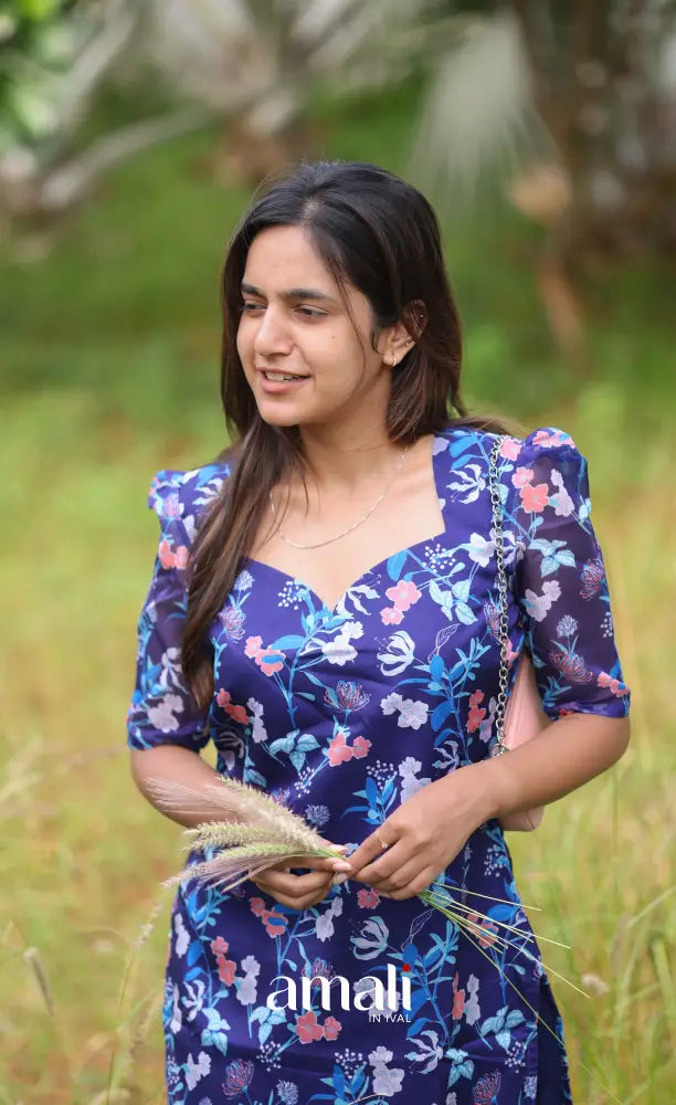 Priyo Organza Kurti - Dark Blue Co-ord sets