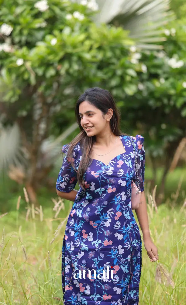 Priyo Organza Kurti - Dark Blue Co-ord sets