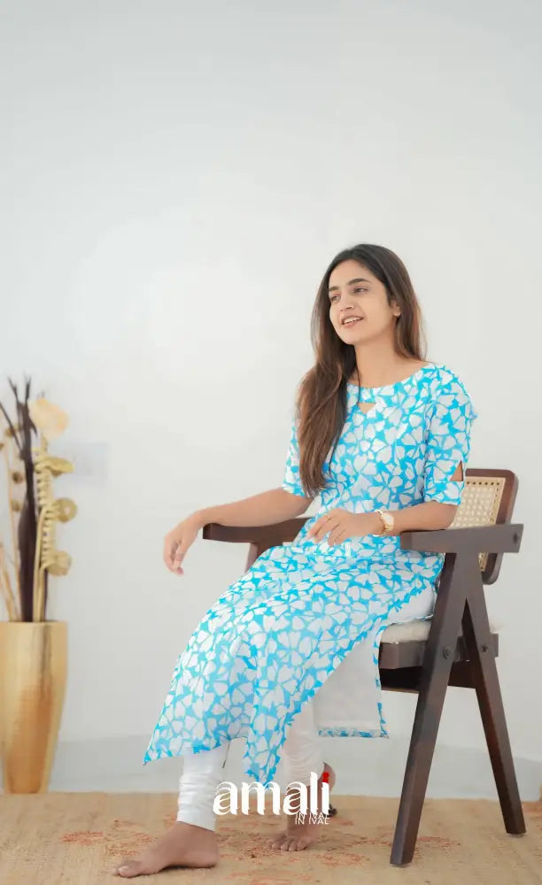 Priyo Organza Kurti - Light Blue Co-ord sets