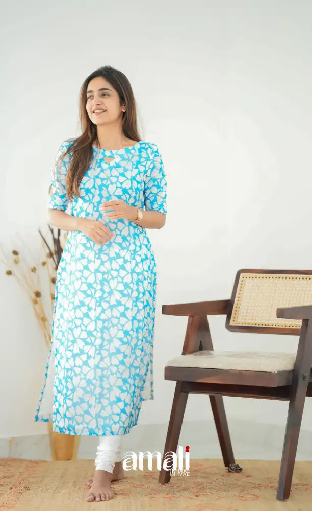 Priyo Organza Kurti - Light Blue Co-ord sets
