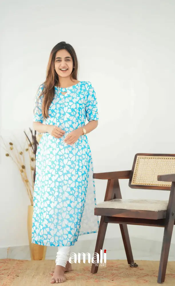 Priyo Organza Kurti - Light Blue Co-ord sets