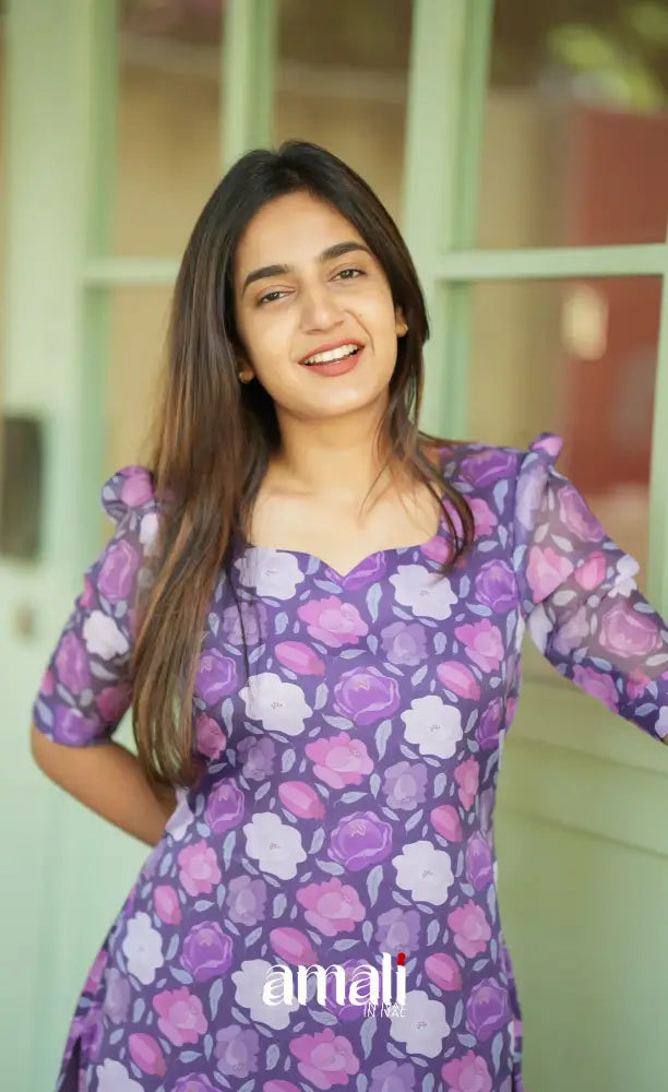 Priyo Organza Kurti - Purple Co-ord sets