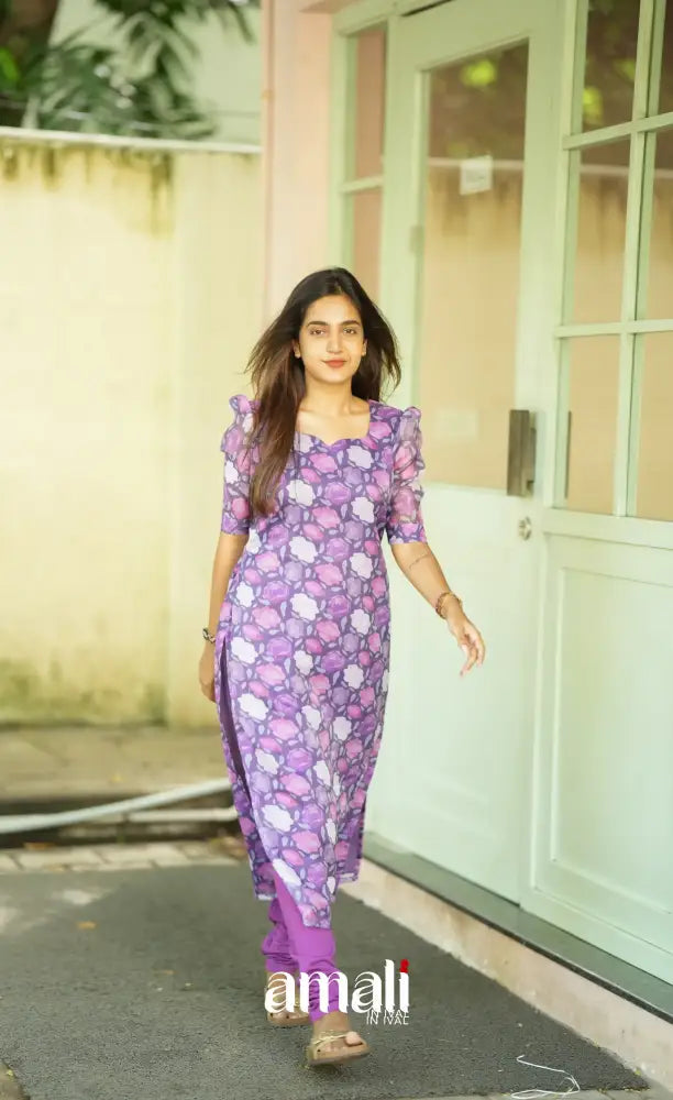 Priyo Organza Kurti - Purple Co-ord sets