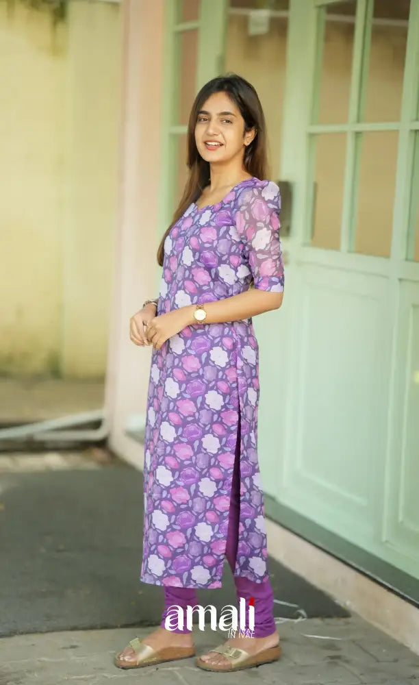 Priyo Organza Kurti - Purple Co-ord sets