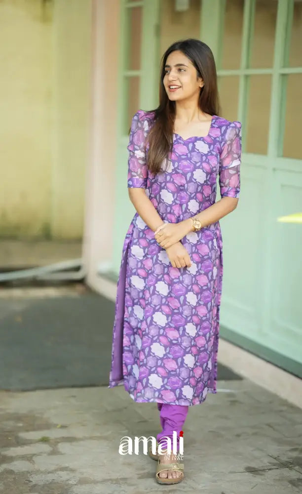 Priyo Organza Kurti - Purple Co-ord sets