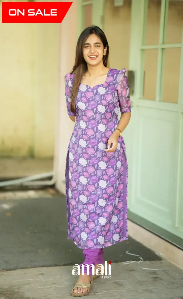 Priyo Organza Kurti - Purple Co-ord sets