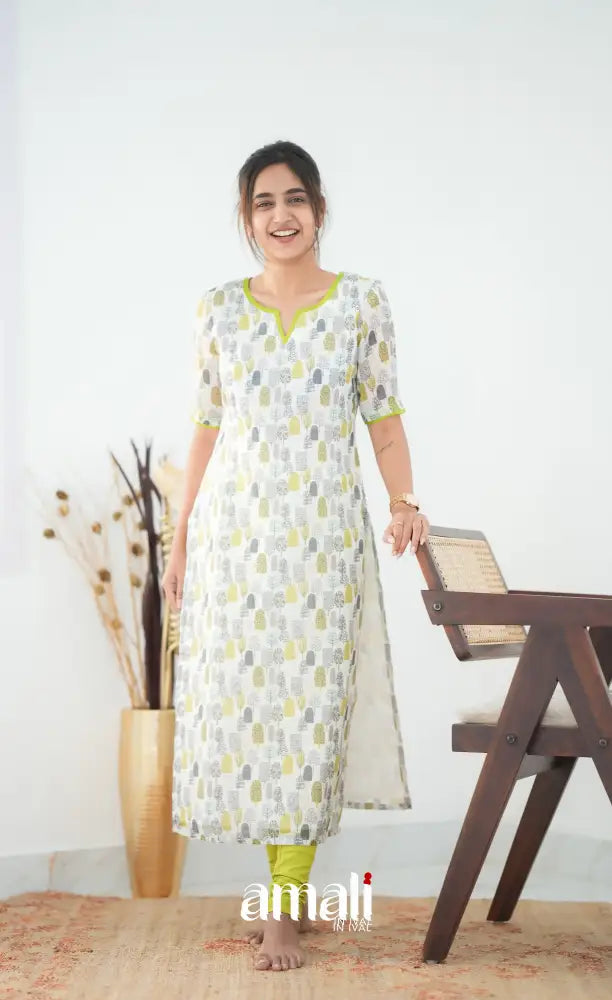 Priyo Organza Kurti - White Co-ord sets