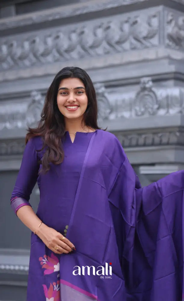 Purple Blended Viscose Chanderi Salwar Set salwar