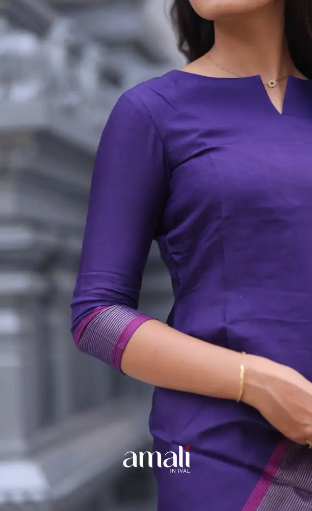 Purple Blended Viscose Chanderi Salwar Set salwar