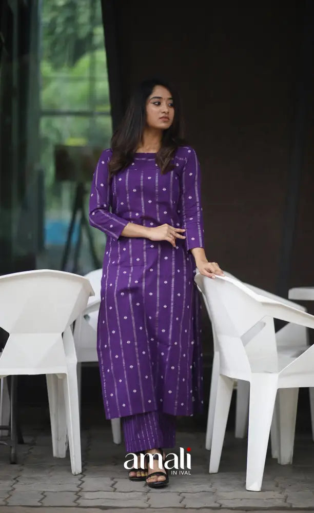 Purple Cotton Co-ord Set Co-ord Sets
