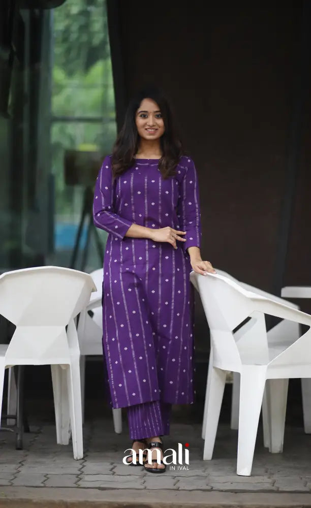 Purple Cotton Co-ord Set Co-ord Sets