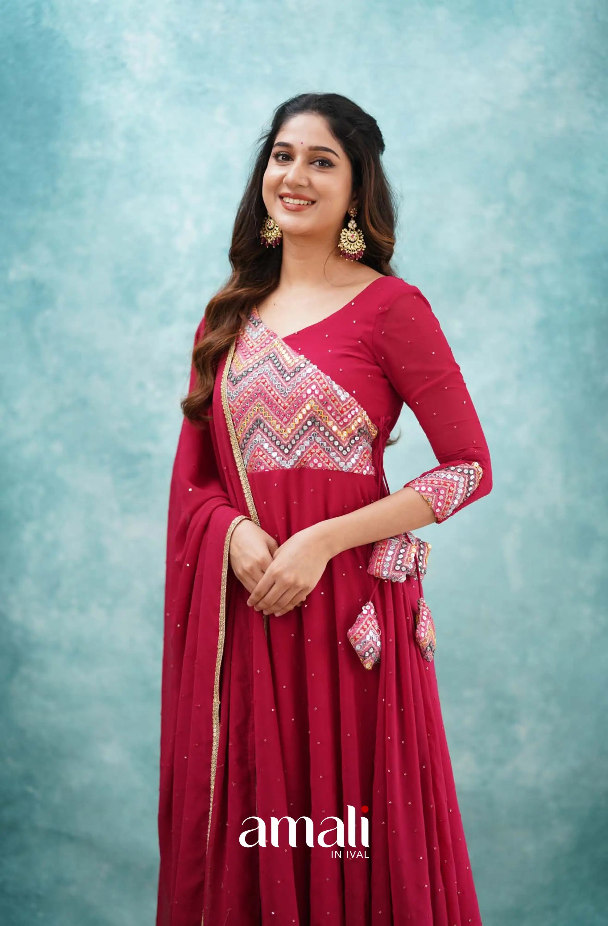 Red Georgette Anarkali Anarkalis
