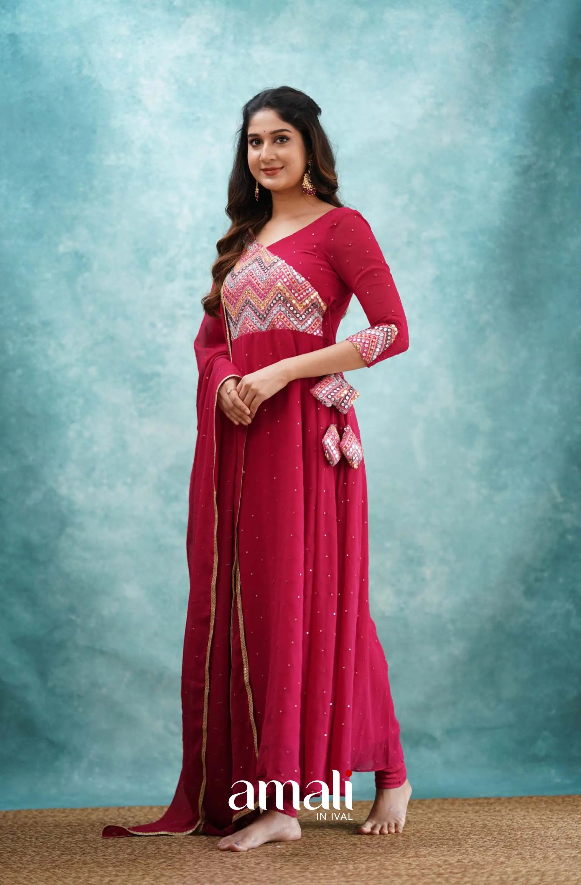 Red Georgette Anarkali Anarkalis