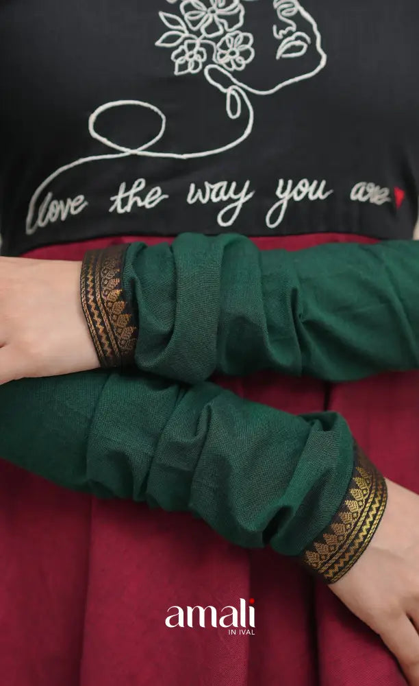 Reddish maroon with Dark green Chettinad cotton Anarkali Anarkalis