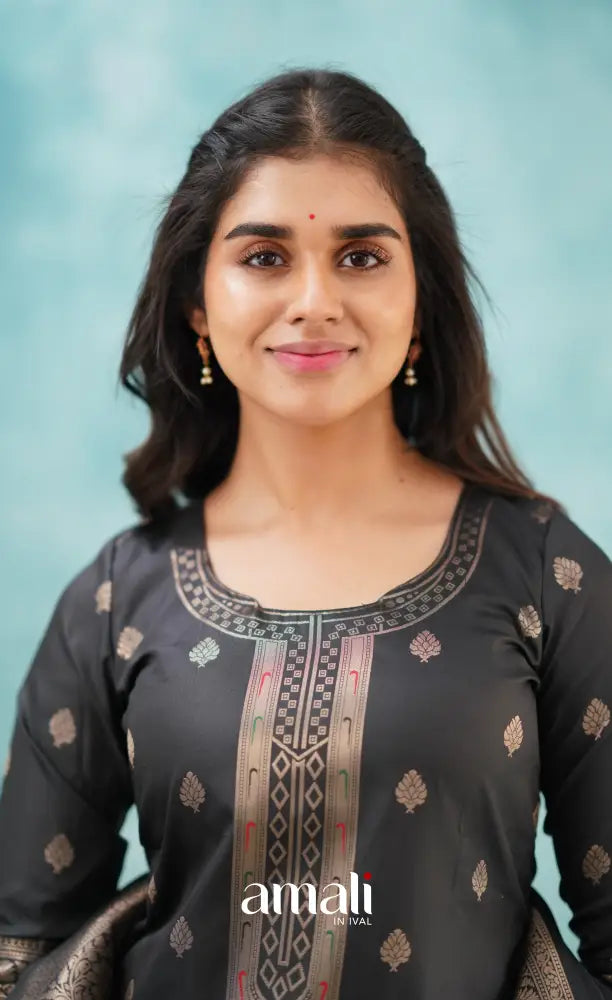 Sanvi - Black Blended Paithani Silk Salwar salwar