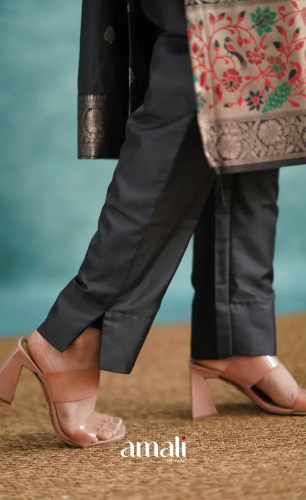 Sanvi - Black Blended Paithani Silk Salwar salwar