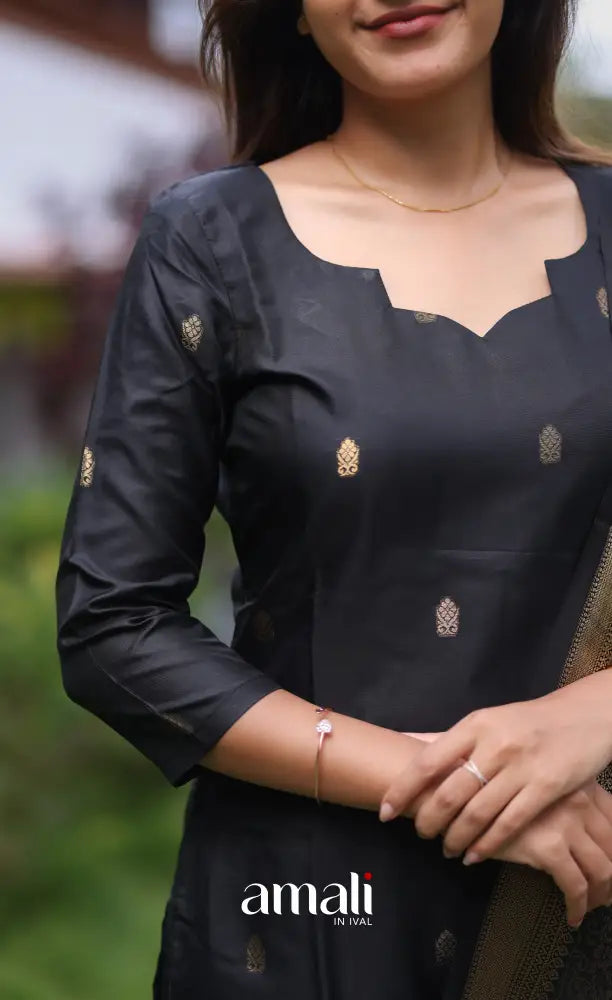 Sanvi Blended Silk Salwar - Black salwar