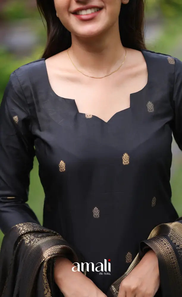 Sanvi Blended Silk Salwar - Black salwar