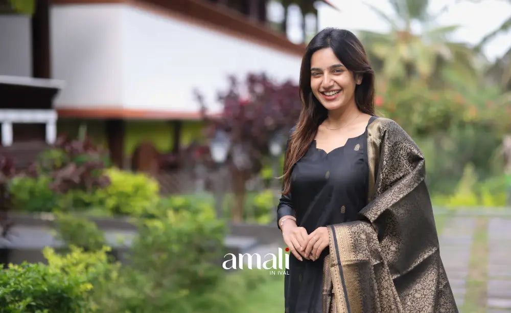 Sanvi Blended Silk Salwar - Black salwar