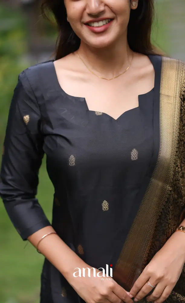 Sanvi Blended Silk Salwar - Black salwar