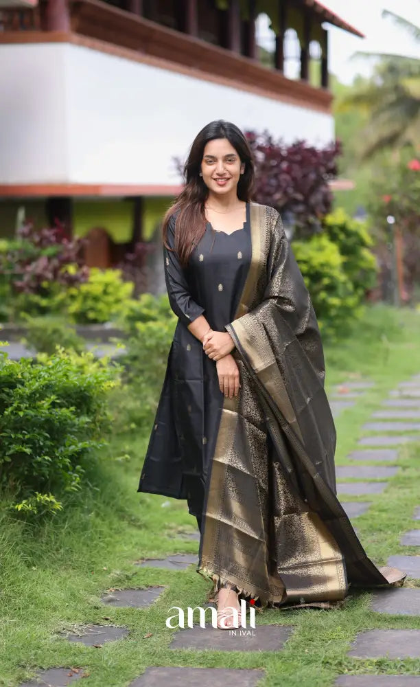 Sanvi Blended Silk Salwar - Black salwar