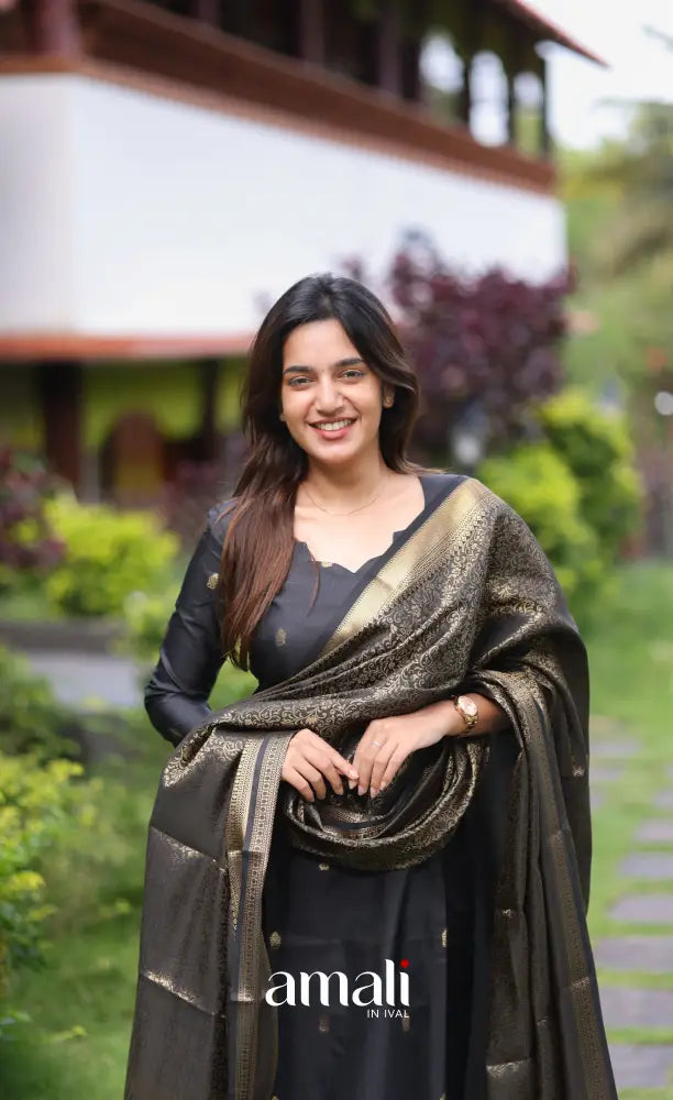 Sanvi Blended Silk Salwar - Black salwar