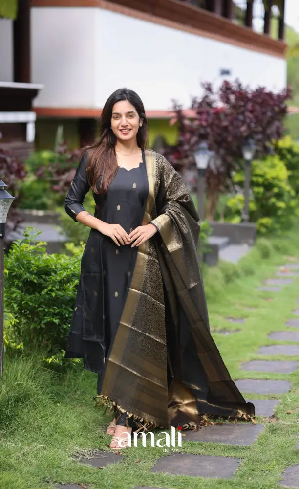 Sanvi Blended Silk Salwar - Black salwar