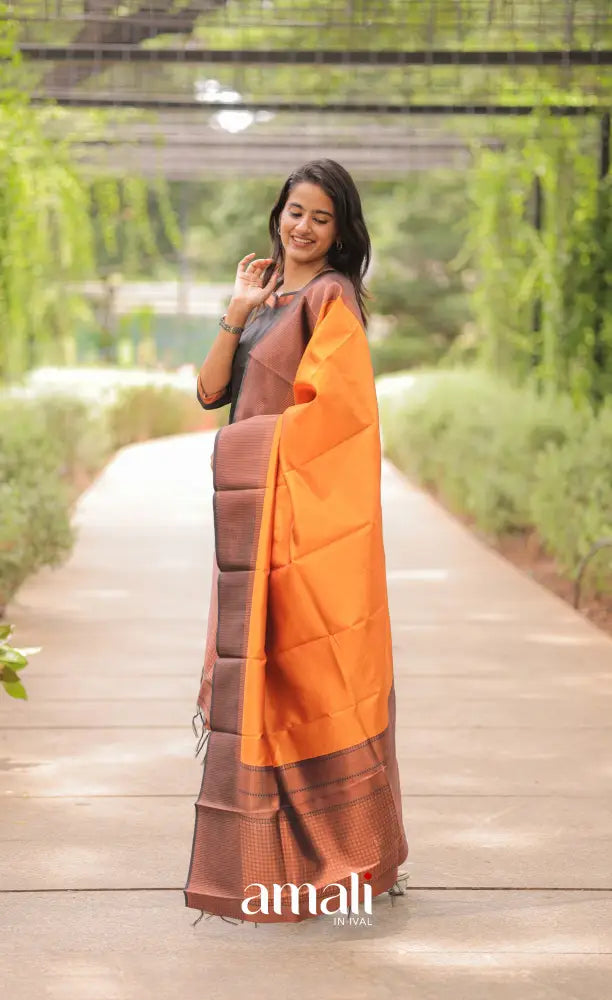 Sanvi Blended Silk Salwar - Black and Mustard salwar