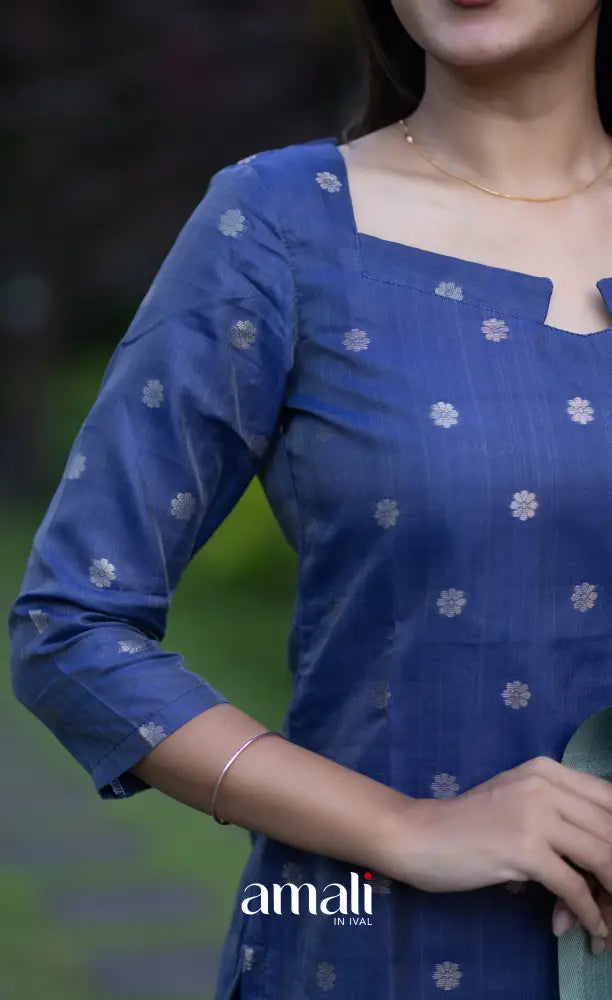 Sanvi Blended Silk Salwar Dark Blue and Light Blue salwar