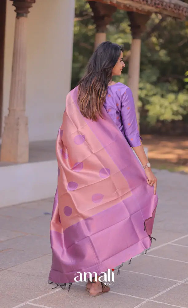 Sanvi Blended Silk Salwar - Lavender and salmon Pink salwar
