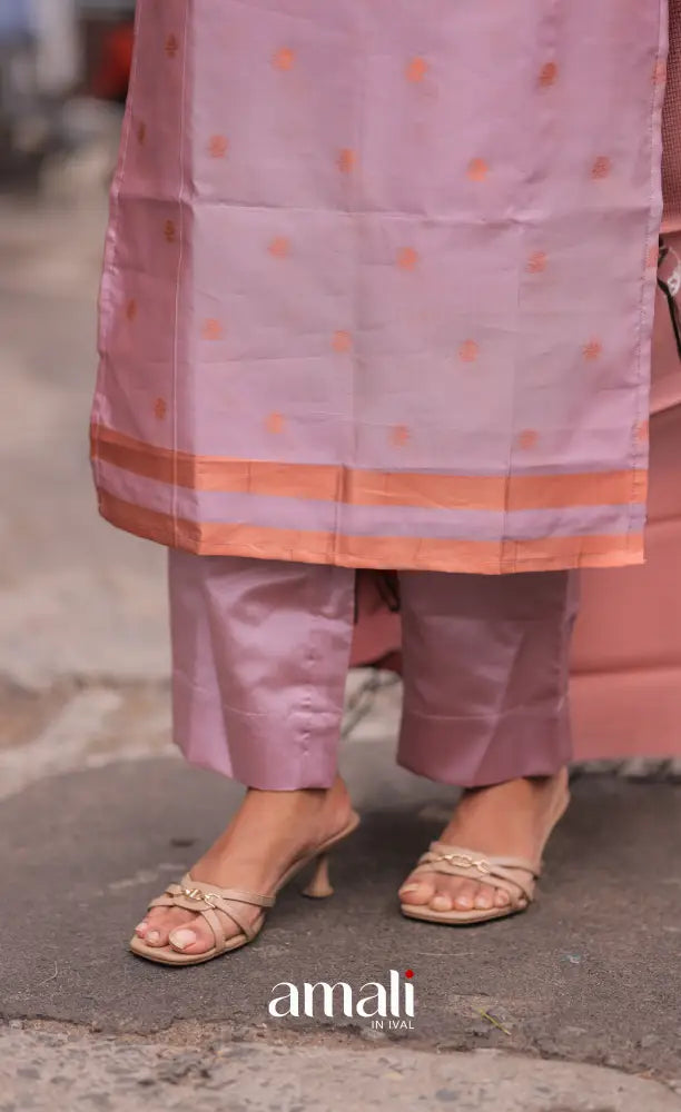 Sanvi Blended Silk Salwar - Light Pink and Navy Blue salwar