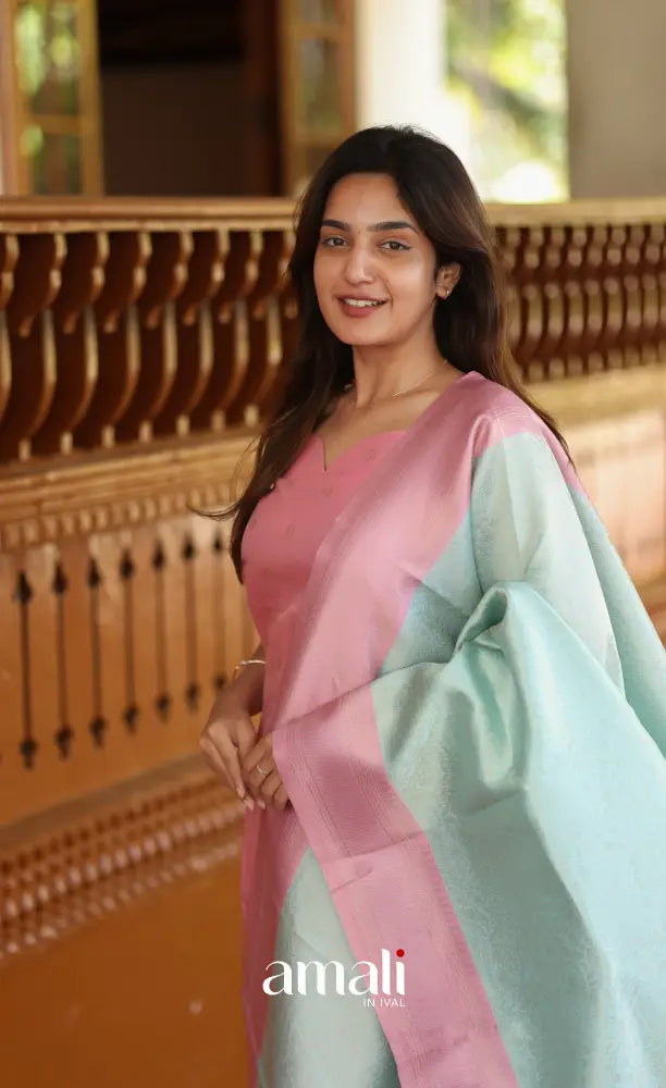 Sanvi Blended Silk Salwar Light Pink and Pastel Blue salwar