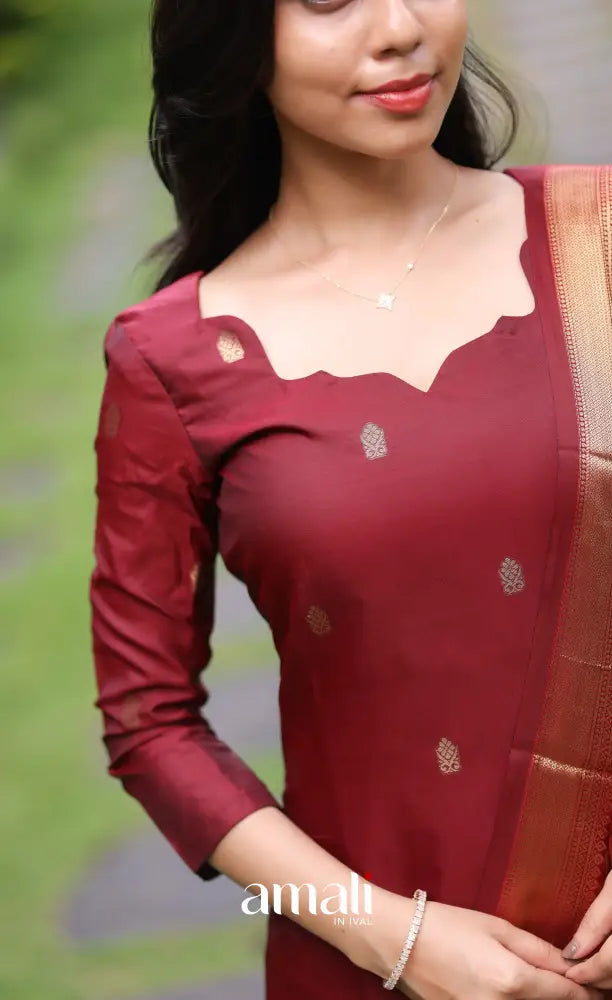 Sanvi Blended Silk Salwar - Maroon salwar