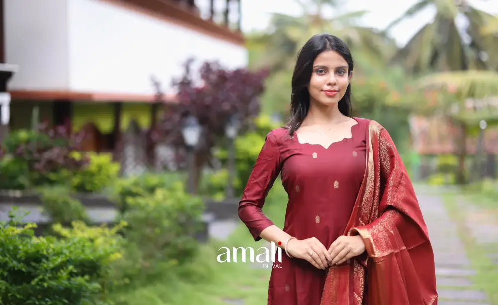 Sanvi Blended Silk Salwar - Maroon salwar