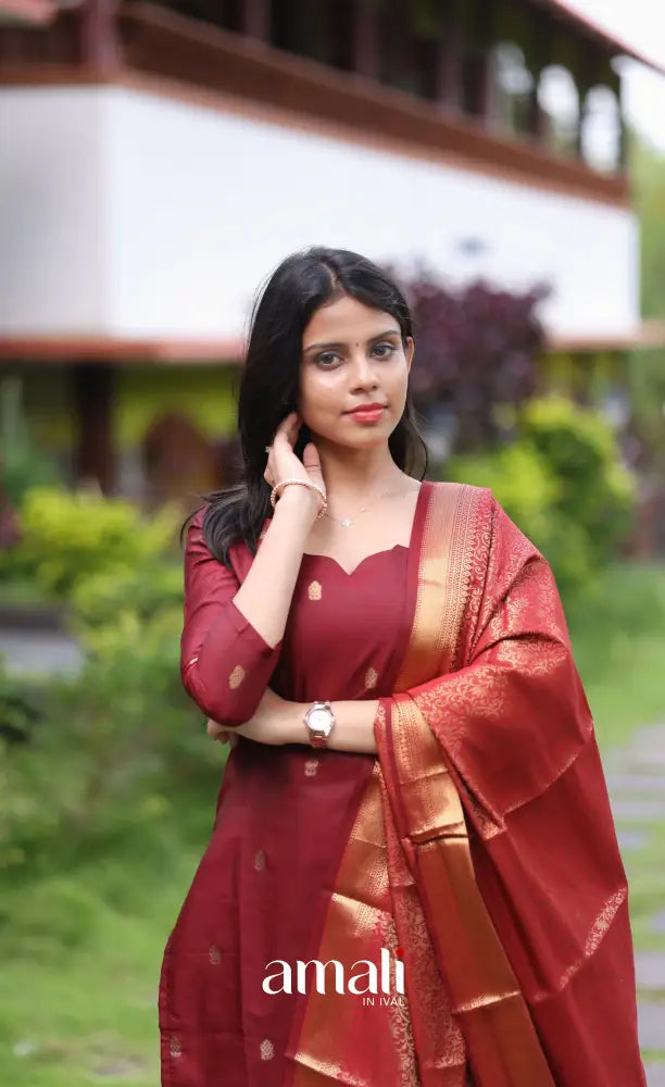 Sanvi Blended Silk Salwar - Maroon salwar