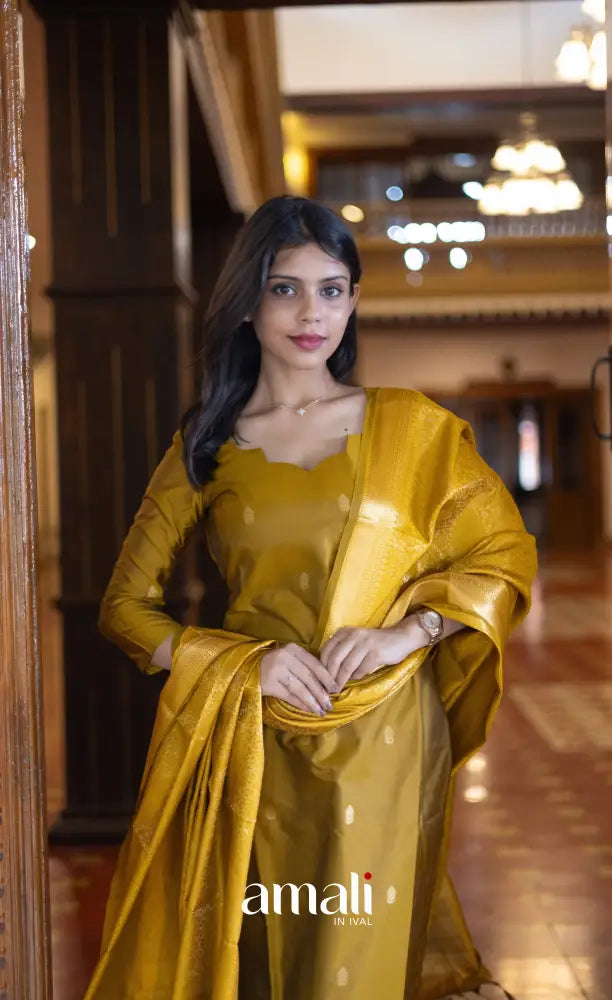Sanvi Blended Silk Salwar - Mustard salwar