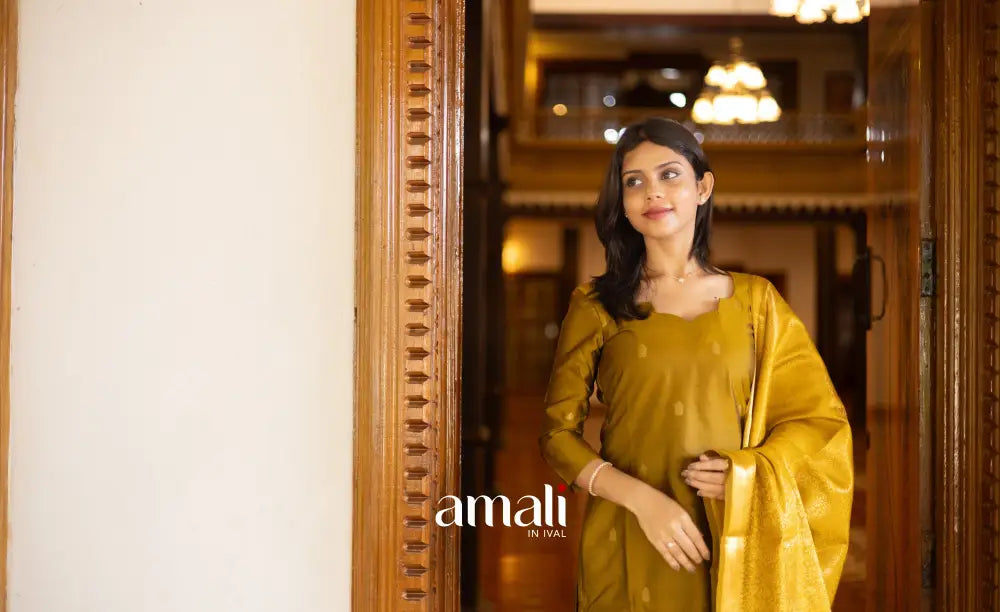 Sanvi Blended Silk Salwar - Mustard salwar